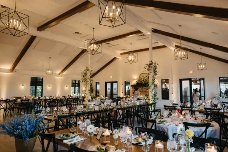 Cedar Fox reception room set for a wedding