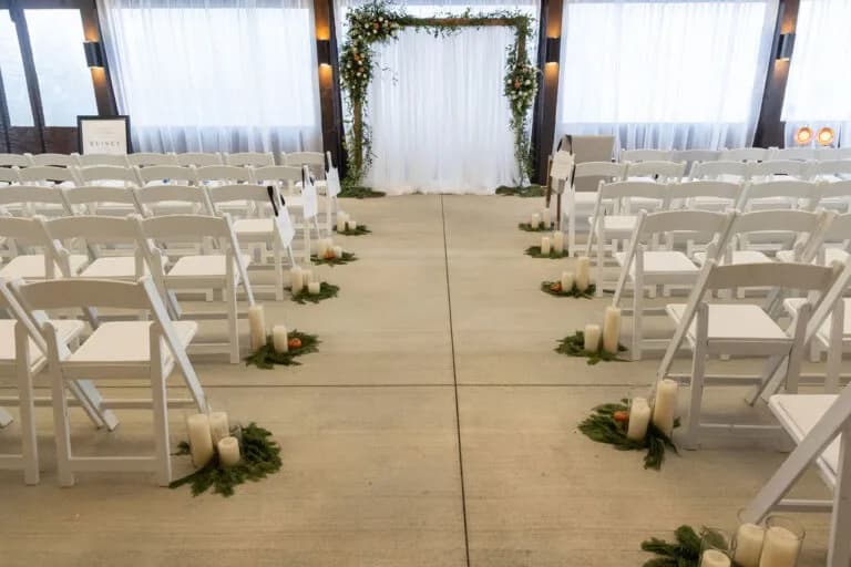 Cedar Fox veranda ceremony setup
